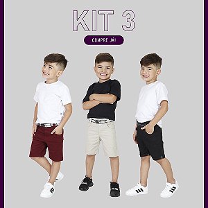 Kit 3 - Bermudas Infantil Jeans e Sarja