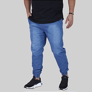 Calça Jogger Plus Size Jeans Escura