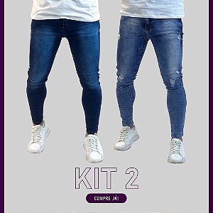 kit 2 Calça Jeans Masculina Super Skinny