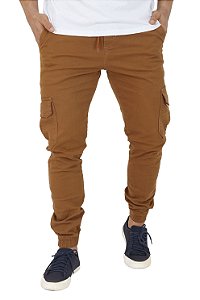 Calça Masculina CARGO Jogger Sarja - Caramelo