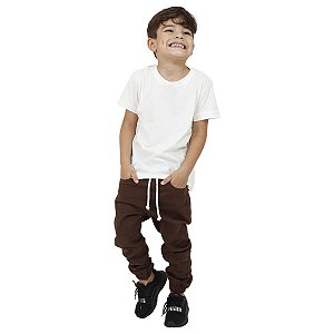 Calça Jogger Infantil Sarja - Marrom