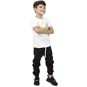 Calça Jogger Infantil Sarja - Preto