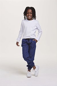 Calça Infantil Jogger Sarja Jeans Escuro