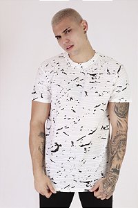 Camisa Longline Masculina Premium W-561 - Preta com Rasgos e Mecha vermelha  - DAZE MODAS