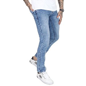 Calça Masculina - Slim - Jeans Marmorizada