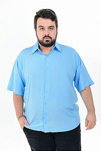 Camisa Básica Masculina Viscose Plus Size- Azul