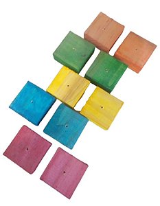Quadrado de Madeira 2,5cm com furo - 10 Unidades