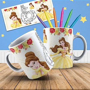 Caneca infantil Luccas Neto e Giovanna para colorir