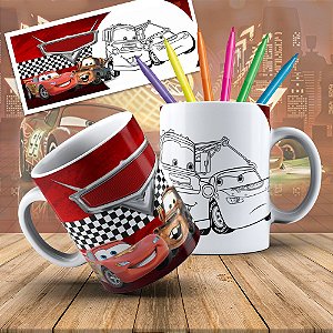 Caneca infantil Luccas Neto e Giovanna para colorir