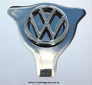 Espelho Do Emblema Capô Dianteiro Fusca Inox Cara De Gato 1972 Em Diante