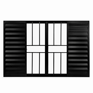 Veneziana 6 Folhas com Grade Linha Modular Alumínio Preto Cmc