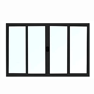 Vitro 4 Folhas sem Grade Linha Modular Alumínio Preto Cmc