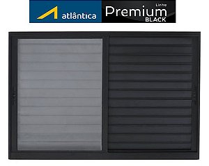 VENEZIANA 3 FOLHAS SEM GRADE LINHA PREMIUM 25 ALUMÍNIO PRETO ATLÂNTICA