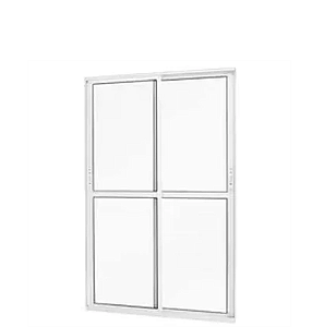 Porta Correr 2 Folhas Móveis Linha Classic 25 Alumínio Branco Cmc com Fechadura