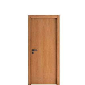 Porta Lisa Encabeçada Jequitibá Linha Black com Batente cx 14 Tauari Fechadura Roseta Preta Dobradiça Completa e Montada