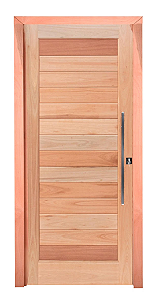 Porta P31 Suiça Fit Madeira Maciça com Batente Fechadura Rolete Puxador Completa e Montada