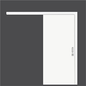 Kit Porta De Correr com Fundo Primer Branco Folha Lisa Incluso Fechadura e Puxador Concha