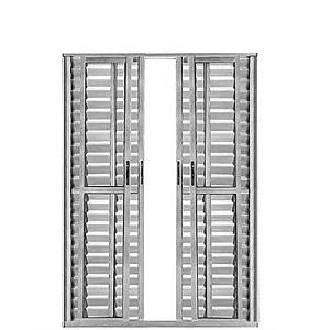 Porta Balcão 6 Folhas Linha Max com Fechadura Alumínio Brilhante Lux