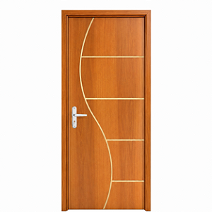 Porta Frisada Curupixá Batente Caixa 11 Ecologico, Fechadura, Dobradiça Completa e Montada