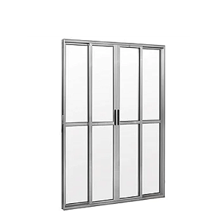 Porta Balcão 4 Folhas com Fechadura Linha Max Alumínio Brilhante Lux