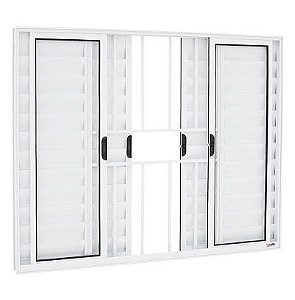 Veneziana 6 Folhas Folhas com Grade Linha Normatizada Alumínio Branco Lux