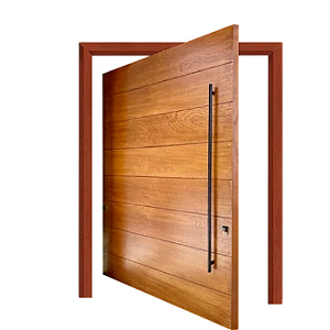 Porta Pivotante Especial sem Montante Espessura 6cm Madeira Maciça Angelim com Batente 18cm Kit Pivô Reforçado