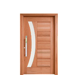 Porta Pivotante BBB Visor Arco Madeira Maciça Batente 14 Kit Pivô e Fechadura Rolete