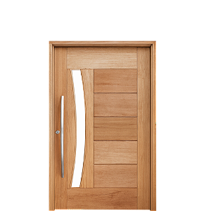 Porta Pivotante BBB Visor Arco Madeira Maciça Cedro Arana Batente 14 Kit Pivô e Fechadura Rolete
