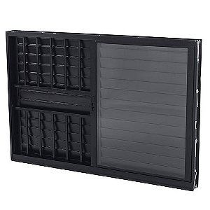 Veneziana 3 Folhas com Grade Linha Classic 25 Alumínio Preto Cmc