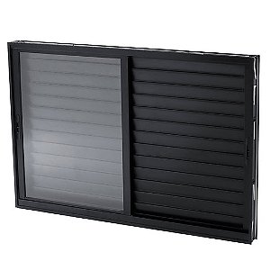 Veneziana 3 Folhas sem Grade Linha Classic 25 Alumínio Preto Cmc