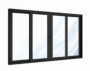 Vitro 4 Folhas sem Grade Linha Classic 25 Alumínio Preto Cmc