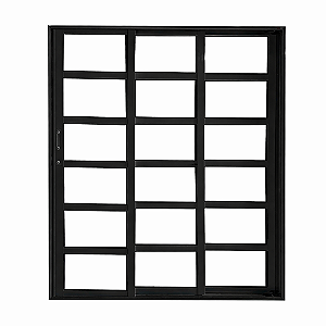 Porta Correr 3 Folhas com Travessa Alumínio Preto Linha 25 Premium