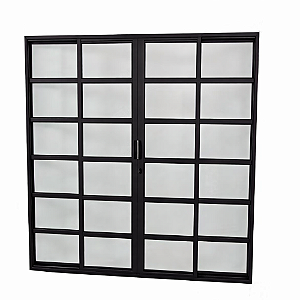 Porta Balcão 4 Folhas com Travessa Alumínio Preto Linha 25 Premium