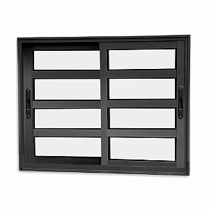 Vitro 2 Folhas com Travessa Alumínio Preto Linha 25 Premium