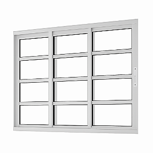 Vitro 3 Folhas com Travessa Alumínio Branco Linha 25 Premium