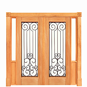Portal Toscana 2 Folhas Abrir com Batente Cx 14 Madeira Maciça Cedro Arana com Ferragens