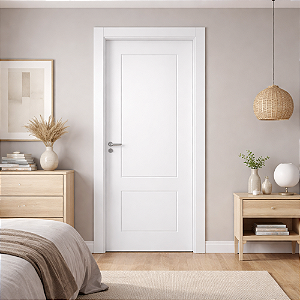 Kit Porta Pronta Friso Clássico Branca Laqueada Uv Batente Regulável de 14 até 19cm com Guarnições 2 Lados Fechadura e Dobradiças