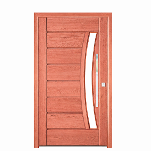 Porta Pivotante BBB Visor Arco Madeira Maciça Batente 14 Kit Pivô e Fechadura Rolete