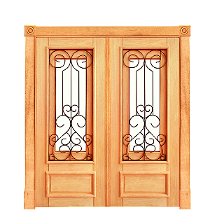 Portal Toscana 2 Folhas Abrir com Almofada Batente 14 Madeira Maciça Cedro-Arana com Ferragens