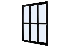 Porta de Correr 3 Folhas Móveis Linha 30 Alumínio Preto com Fechadura - JAP Perfecta Max