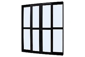 Porta de Correr 4 Folhas Móveis Linha 30 Alumínio Preto com Fechadura - JAP Perfecta Max