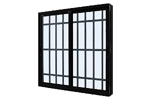 Vitro 2 Folhas Móveis com Grade Linha Super 25 sem Grade Alumínio Preto - JAP Perfecta Max
