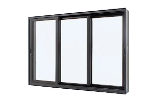Vitro 3 Folhas Móveis sem Grade Linha Super 25 sem Grade Alumínio Preto - JAP Perfecta Max