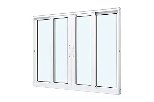 Vitro 4 Folhas Móveis sem Grade Linha Super 25 sem Grade Alumínio Branco - JAP Perfecta Max