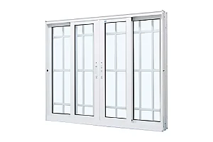 Vitro 4 Folhas Móveis com Grade Linha Super 25 com Grade Alumínio Branco - JAP Perfecta Max