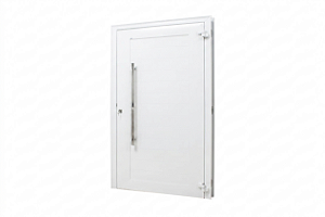 Porta de Giro Lambril com Puxador e Fechadura Rolete Alumínio Branco Linha Super 40 Fascinio JAP