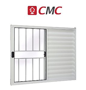 VENEZIANA DE CORRER 3 FOLHAS  COM GRADE LINHA MODULAR - ALUMÍNIO BRANCO CMC ESQUADRIAS