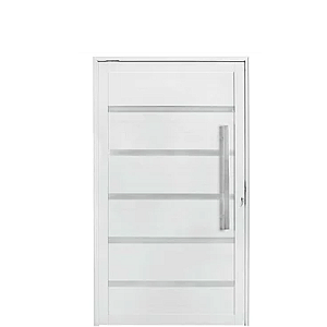 Porta Pivotante Lambril com Friso Alumínio Branco com Puxador Fechadura Rolete Linha 30 Classic Cmc