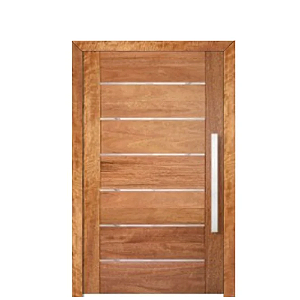 Porta Pivotante BBB com Fita Aço Inox Madeira Maciça Cedro Arana Batente 14 Kit Pivô e Fechadura Rolete