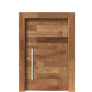 Porta Pivotante Peroba Rosa Rústica 01 Madeira de Demolição com Kit Pivô Batente 16cm e Guarnições